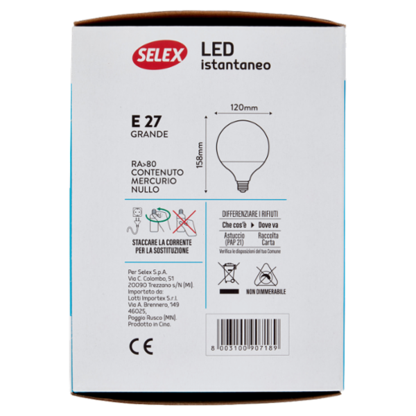 Selex Lampadina Led SMD Sfera E27 18W