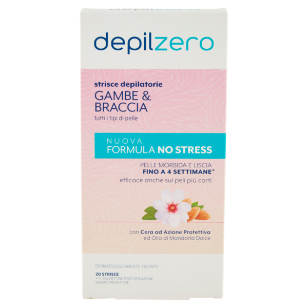 depilzero Strisce Depilatorie Gambe e Braccia 20 Strisce + 4 salviettine