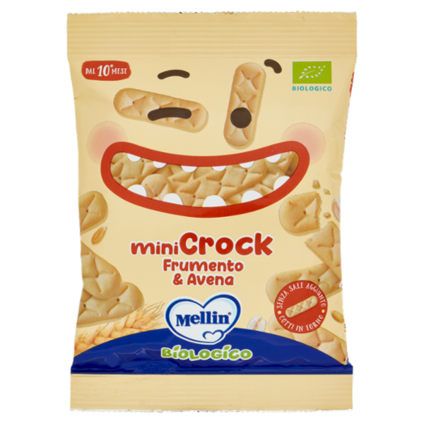 MELLIN Merenda - Snack Biologici, MiniCrock Frumento e Avena 30g