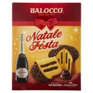 Balocco Natale In Festa Panettone Maxiciok 800 g & Rocca Dei Forti Vino Spumante Dolce 75 Cl