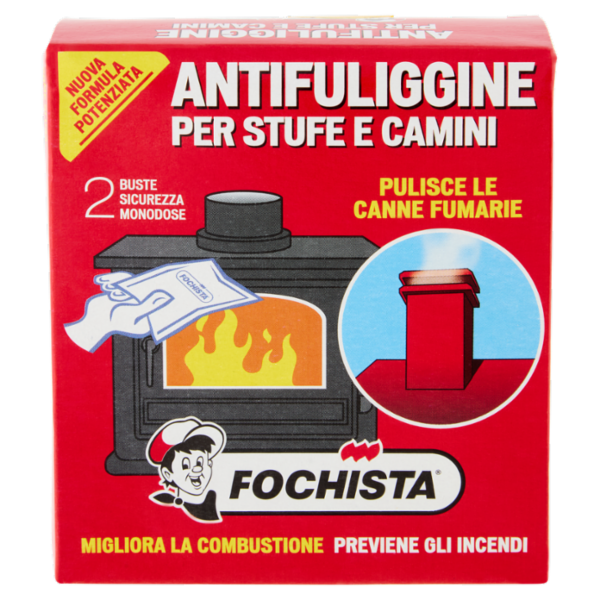 Fochista Antifuliggine per Stufe e Camini Buste Sicurezza Monodose 2 x 90 g