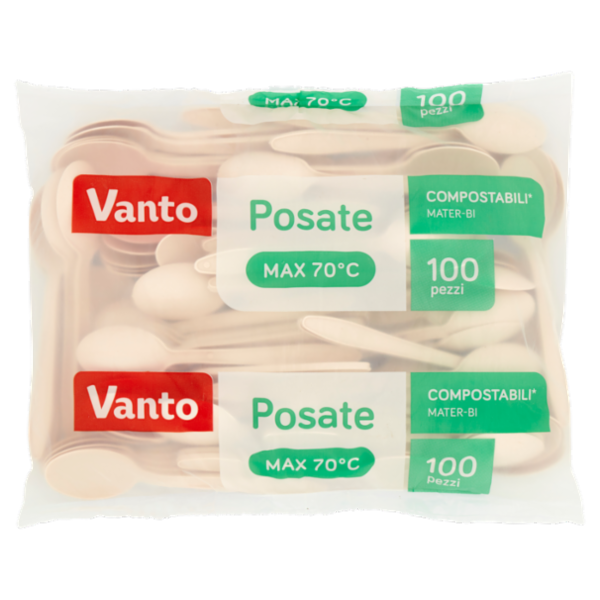 Vanto Cucchiaini in Mater Bi Compostabili 100 pezzi