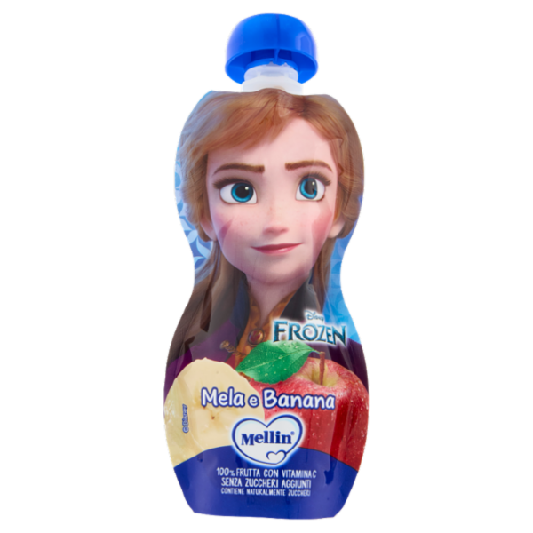 MELLIN Disney Frozen Anna Merenda di Frutta 100% con Vit C, Mela e Banana, dal 9° mese, 110g