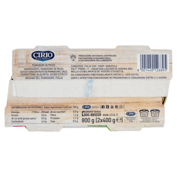 Cirio Polpa Rustica in Corposi Pezzi 2 x 400 g