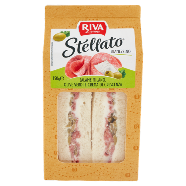 Riva Stellato Tramezzino Salame Milano, Olive Verdi e Crema di Crescenza 150 g