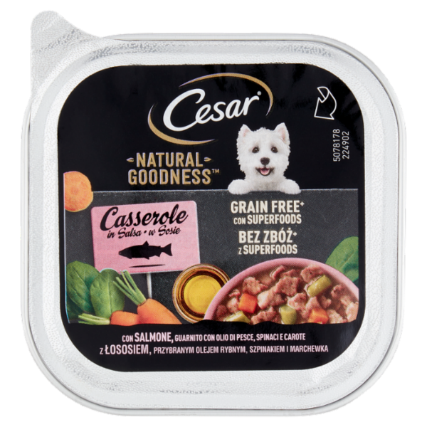 Cesar Natural Goodness Casserole Cibo Umido Cane con Salmone Spinaci e Carote 100 g