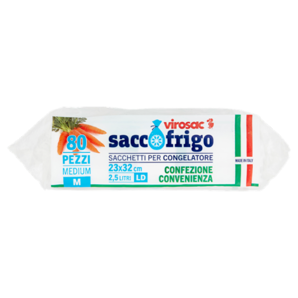 virosac saccofrigo Sacchetti per Congelatore 23x32 cm 2,5 Litri LD Medium M 80 pz