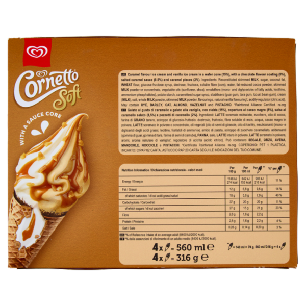 Cornetto Soft Caramel 4 x 79 g