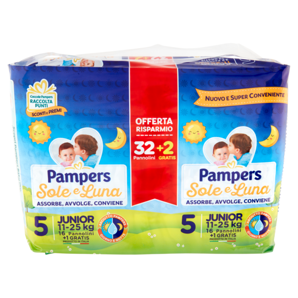 Pampers Sole e Luna 5 Junior 32 + 2 pz