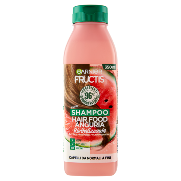 Garnier Shampoo Fructis Hair Food, Ideale per Capelli Fini, Arricchito con Anguria, 350 ml