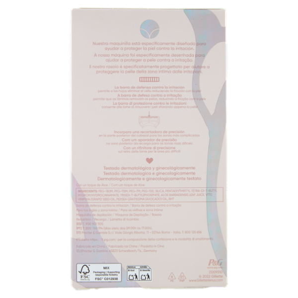 Gillette Venus per peli e pelle della zona intima Rasoio Donna, 1 Manico + 2 Lamette