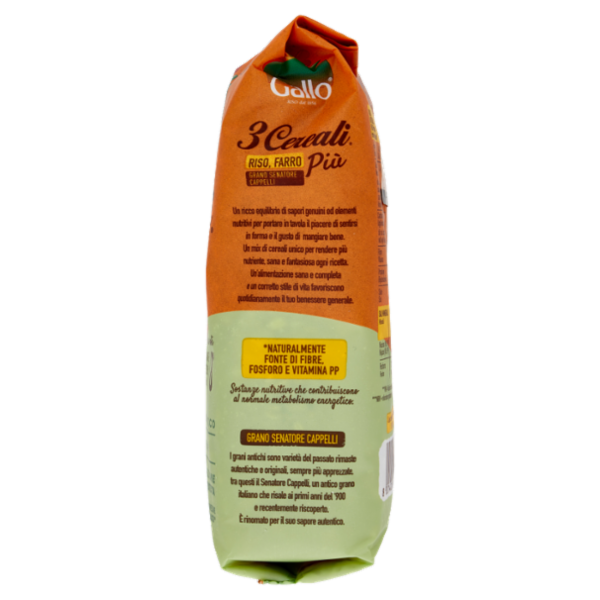 Gallo 3 Cereali Riso, Farro Più Grano Senatore Cappelli 800 g