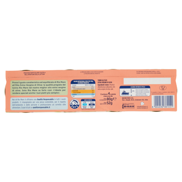 Rio mare Tonno all'Olio Extra Vergine di Oliva 4 x 80 g