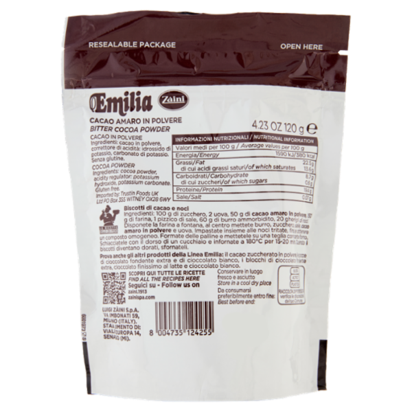 Zàini Emilia Cacao Amaro in Polvere 120 g