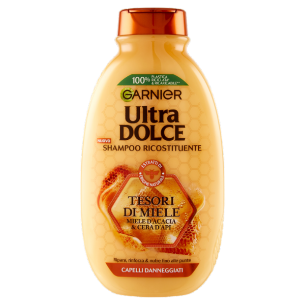 Garnier Ultra Dolce Shampoo Tesori di Miele, con Pappa Reale e Miele per capelli fragili, 250 ml