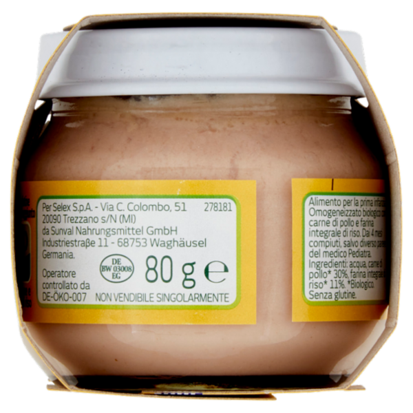 Selex Primi Anni Omogeneizzato di Carne Pollo Biologico 2x80 g
