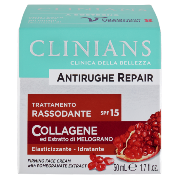 Clinians Antirughe Repair Trattamento Rassodante SPF15 Collagene ed Estratto di Melograno 50 mL