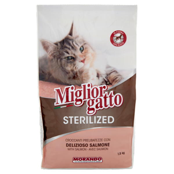 Migliorgatto Sterilized Croccanti Prelibatezze con Delizioso Salmone 1,5 kg
