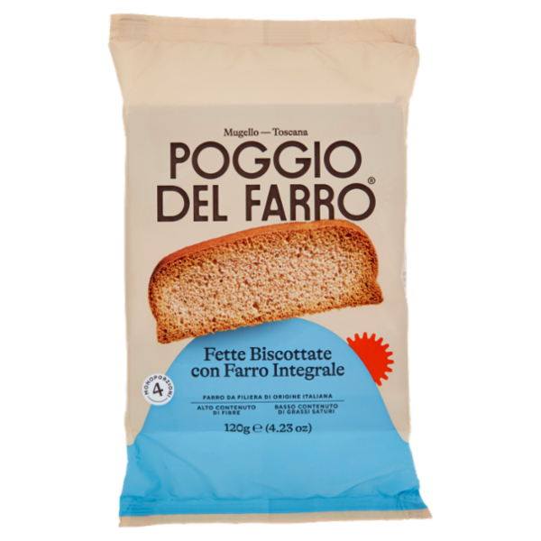Poggio del Farro Fette Biscottate con Farro Integrale 4 x 30 g