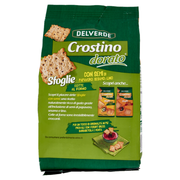 Delverde Crostino dorato Sfoglie con Semi di Papavero, Sesamo e Lino 180 g