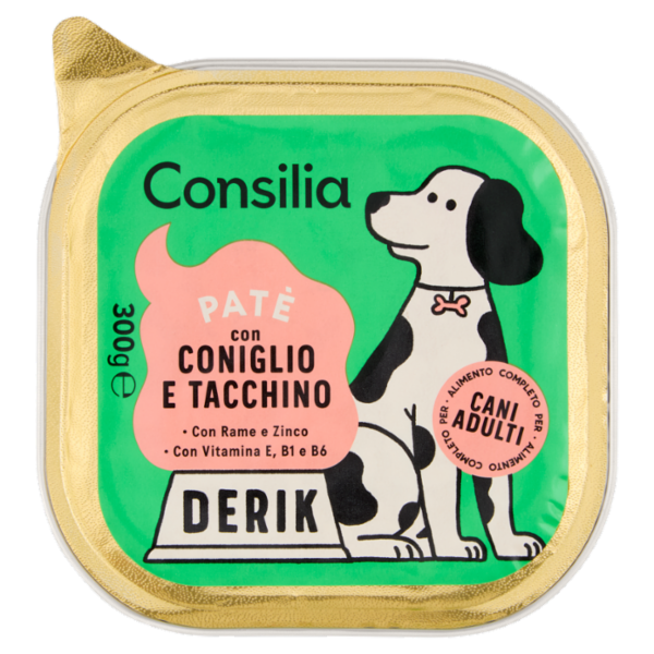 Consilia Derik Paté per Cane con Coniglio e Tacchino 300 g