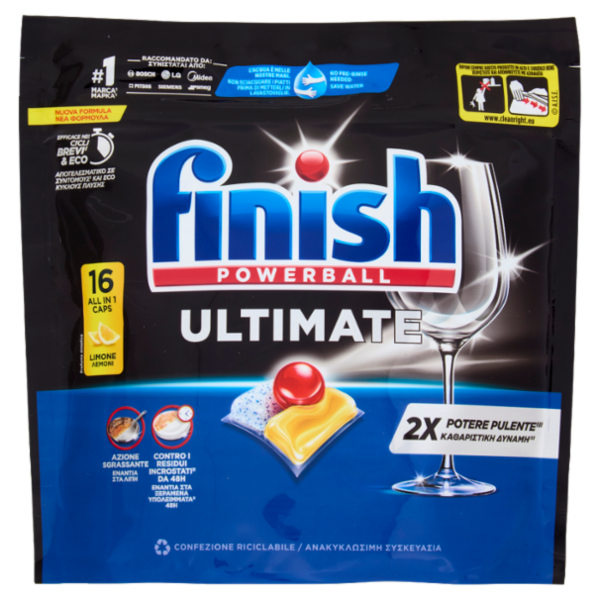 Finish Ultimate Limone pastiglie lavastoviglie 16 lavaggi 206,4 g