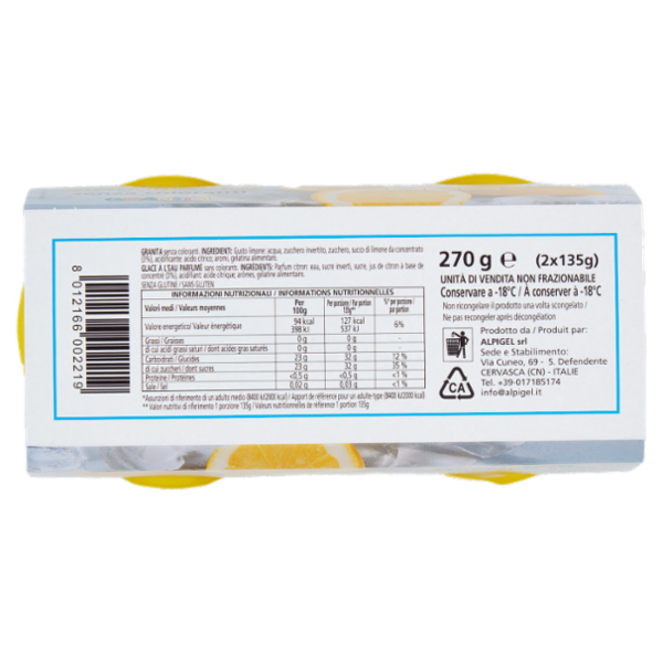 Alpigel Granite gusto Limone senza coloranti 2 x 135 g