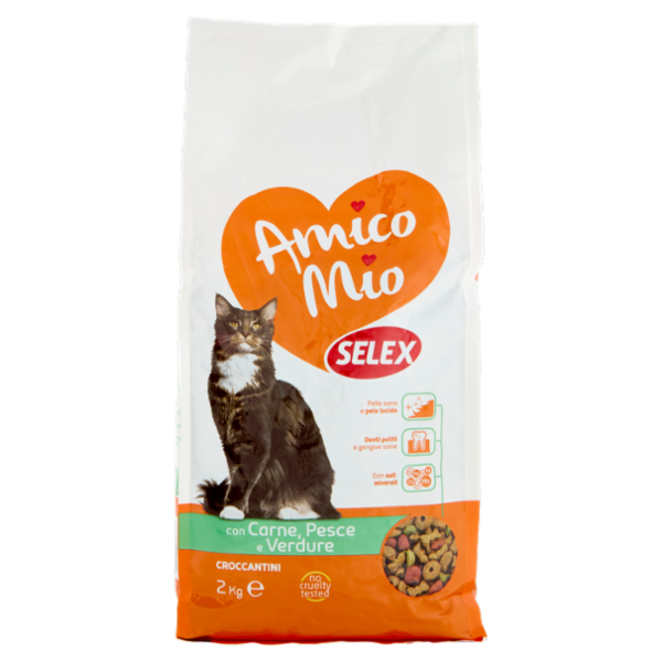 Selex Amico Mio Gatto Croccantini con Carne, Pesce e Verdure 2 kg