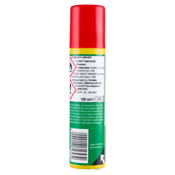 Autan Tropical Spray Insetto Repellente e Antizanzare Tigre, Comuni e Tropicali, 100ml