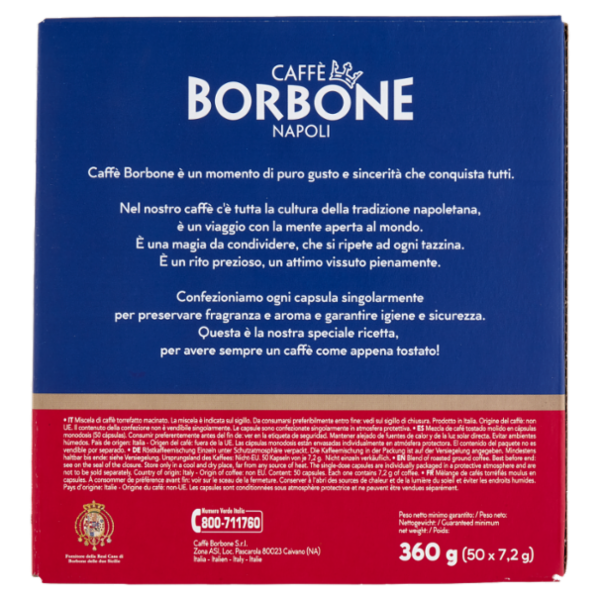 Caffè Borbone Miscela Nobile Capsule Compatibili Lavazza* A Modo Mio* ad uso domestico 50 x 7,2 g