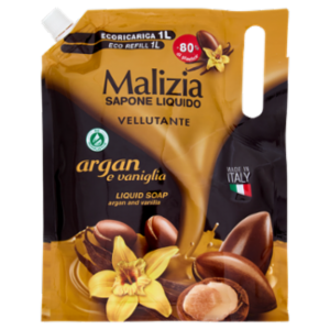 Malizia Sapone Liquido Vellutante Argan e Vaniglia Ecoricarica 1000 ML