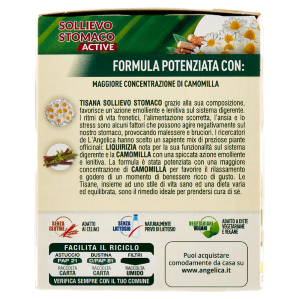 L'Angelica Le Tisane Sollievo Stomaco Active 18 Filtri 27,9 g