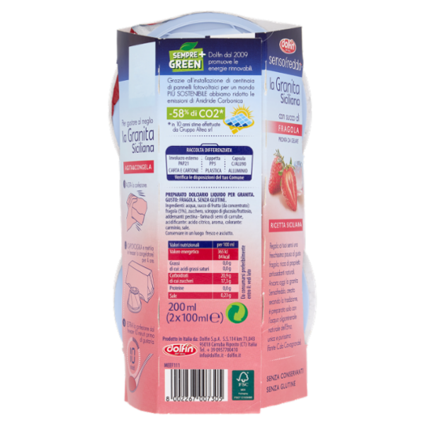dolfin sensofreddo la Granita Siciliana con succo di Fragola 2 x 100 ml