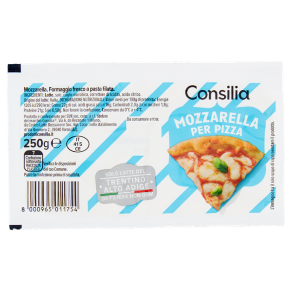 Consilia Mozzarella per pizza 250g