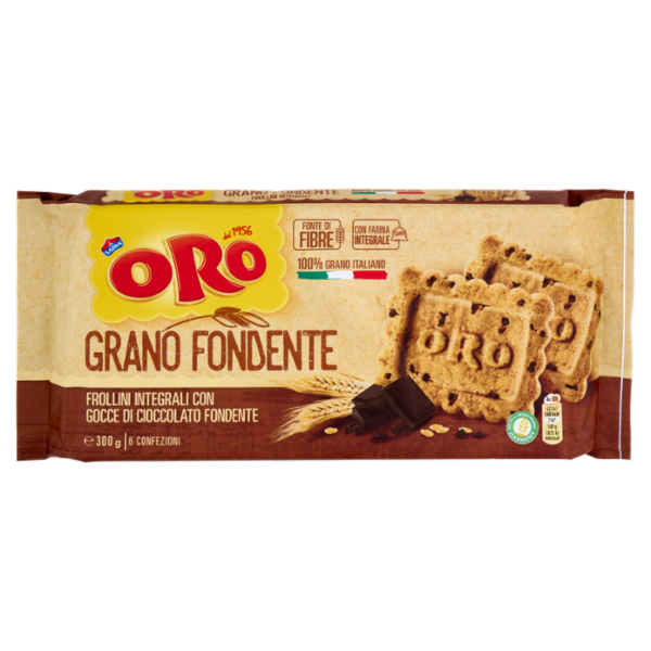 Oro Saiwa Grano Fondente - frollini integrali con gocce di cioccolato fondente - 300g