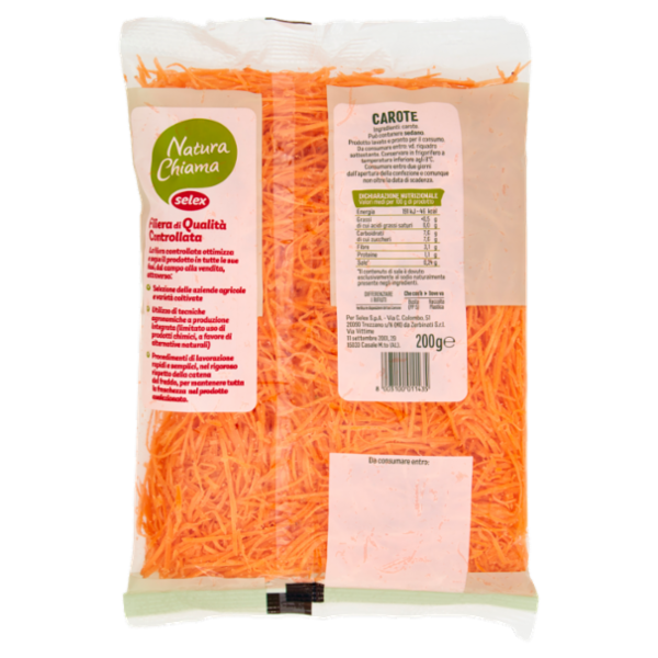 Selex Natura Chiama Carote Julienne Lavate e Pronte per il Consumo 200 g