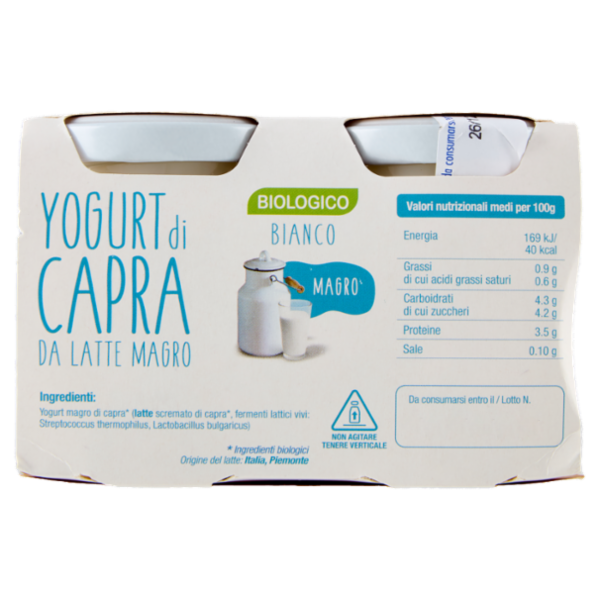 BiancoViso Yogurt di Capra Biologico Bianco Magro 2 x 125 g