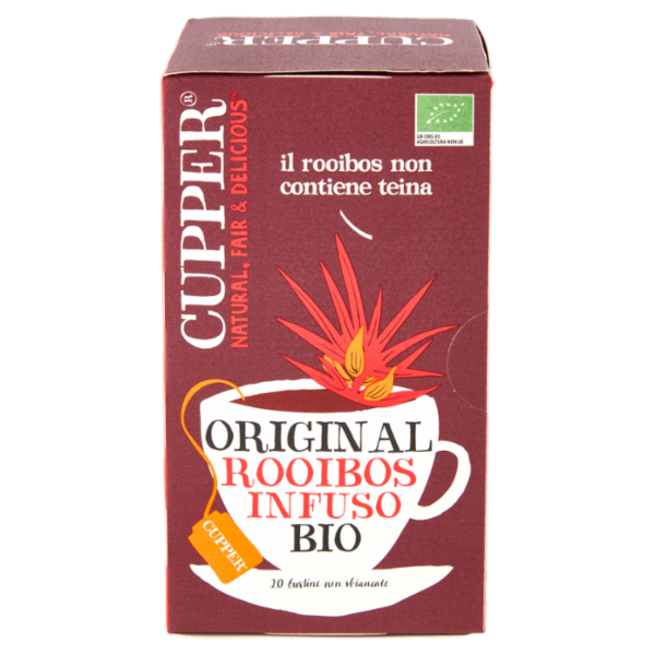 CUPPER Infuso Biologico Rooibos, Antiossidante, Senza Teina, Senza Caffeina, 20 Bustine 40 g