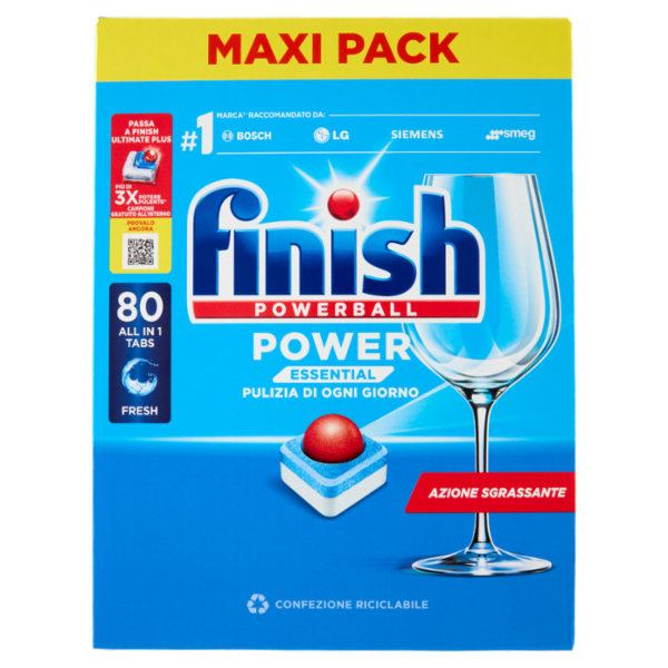 Finish Power Essential Fresh 80 Tabs 1040 g + Finish Ultimate Plus Fresh 2 Capsule 24,4 g