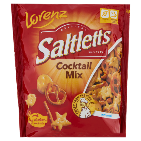 Lorenz Saltletts Cocktail Mix Varietà di Salatini dorati e croccanti, con sale marino 180 g