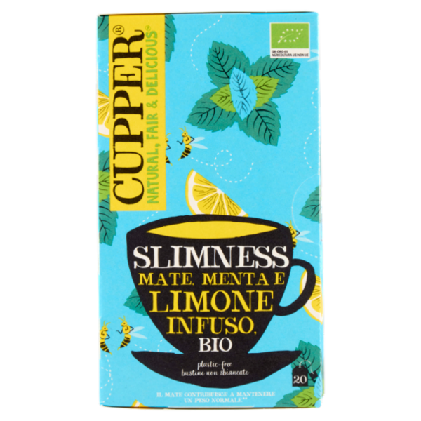 CUPPER My Slim Mate Infuso Bio di Mate Menta e Limone, 20 Bustine 40 g