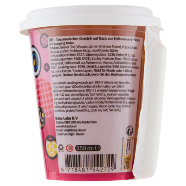 O's Bubble Jelly Popping Boba Strawberry Peach Green Tea 350 ml