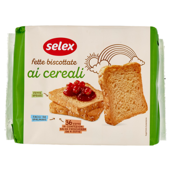 Selex Fette Biscottate ai Cereali in Confezioni Salvafreschezza 9x4 fette 320 g
