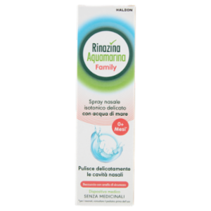 Rinazina Aquamarina Family Spray Nasale Isotonico Delicato, Per Tutta La Famiglia, 100 Ml
