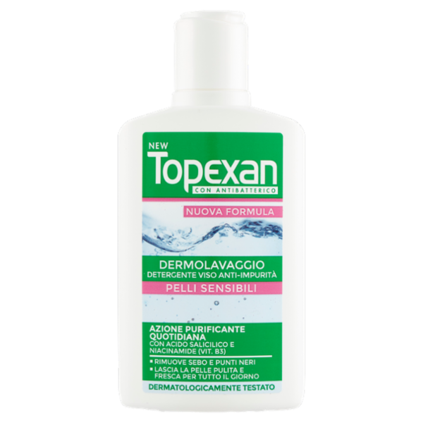 New Topexan con Antibatterico Dermolavaggio Detergente Viso Anti-Impurità Pelli Sensibili 150 ml