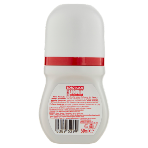 Borotalco Uomo Asciutto Profumo Ambrato Deo Roll On 50 ml