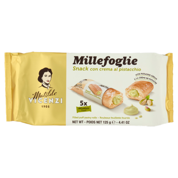 Matilde Vicenzi Millefoglie Snack con crema al Pistacchio 5 x 25 g