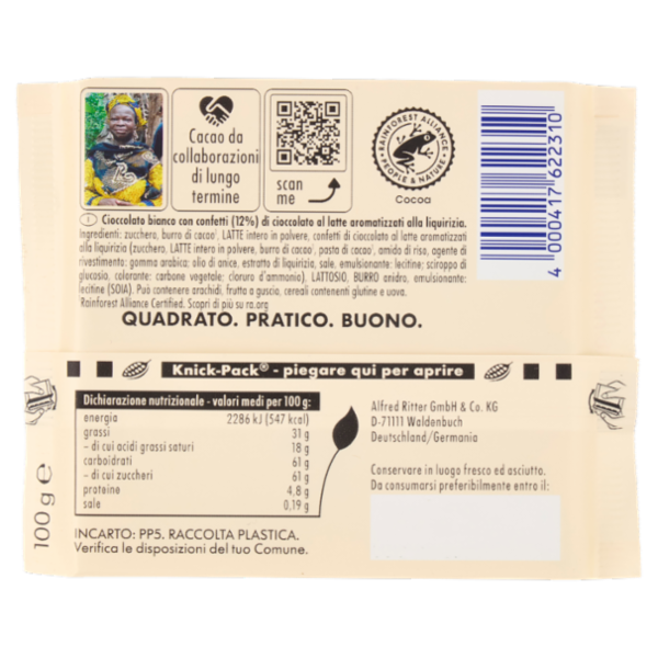 Ritter Sport Bianco Liquirizia 100 g