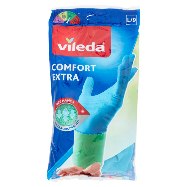 Vileda guanti casalinghi Comfort Extra in lattice, massima protezione e resistenza, taglia L