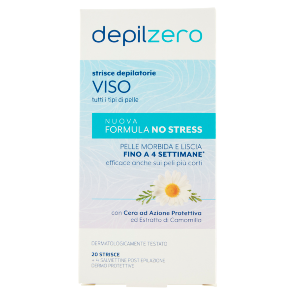 depilzero Strisce Depilatorie Viso e Bikini 20 Strisce + 4 salviettine